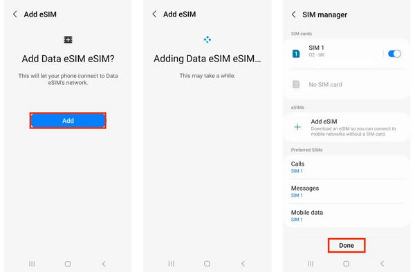 Review the carrier details on screenTap "Confirm" to proceed with installationWait for activation (usually takes 10-30 seconds)